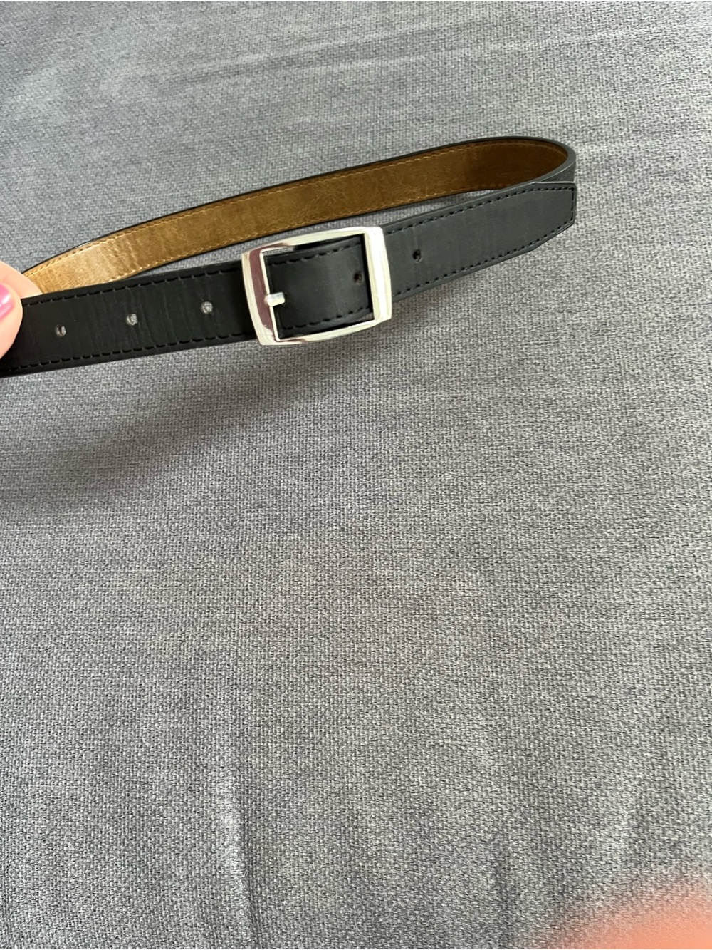 Women’s Black Leather Belt with Silver Buckle